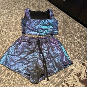 (3 for $15) SHEIN 2 piece metallic outfit